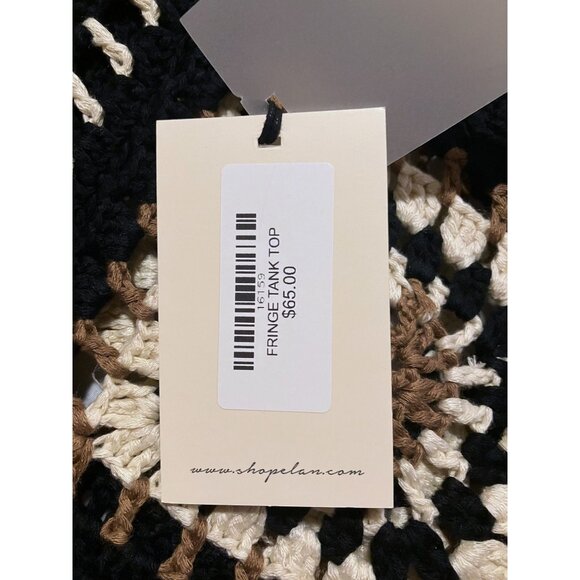 Elan Western Knit Tank Black/Brown L Crochet Fringe Patchwork Resort Whimsygoth - Picture 8 of 11